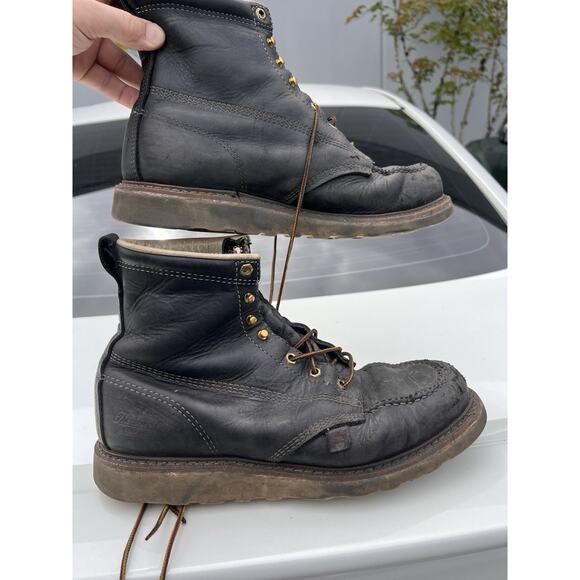 Thorogood 814-6201 Men's 6" Leather Moc Soft Toe Work Boots Black Size 11 EE - Picture 1 of 9